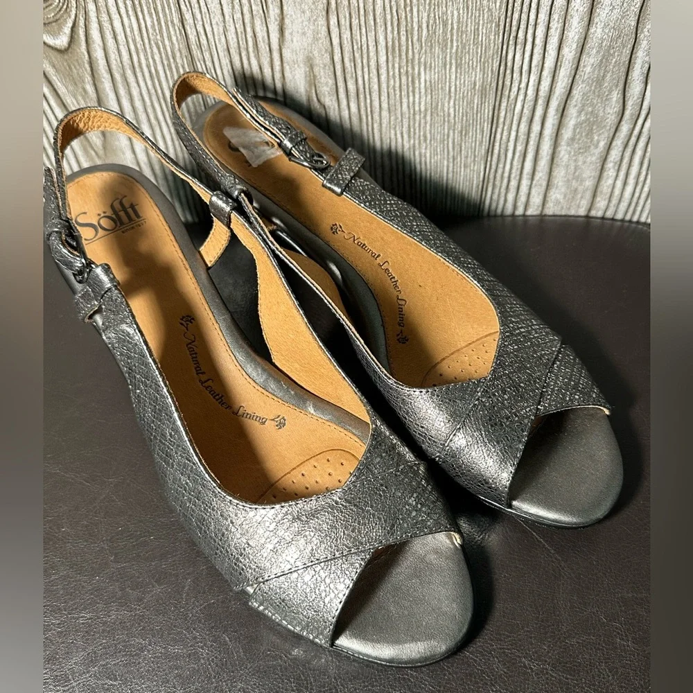 NWOB Söfft Pewter Slingback Heels Sz 11
